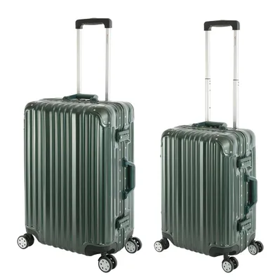 Immagine prodotto di Travelhouse - London - Set di valigie 2 pezzi | chiusura TSA | guscio rigido in policarbonato | telaio in alluminio | 4 ruote | valigia trolley da viaggio per le vacanze - set di valigie S+M | verde