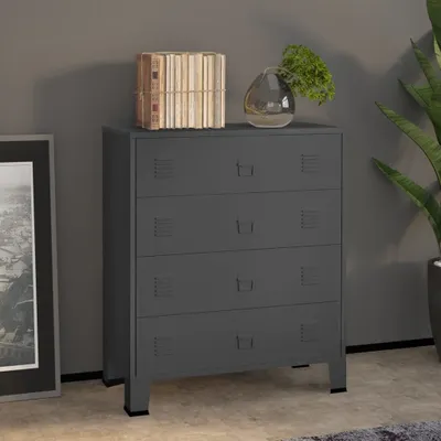 Produktbild von The Living Store Industrial Kommode mit Schubladen Anthrazit 78x40x93 cm Metall