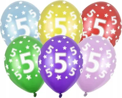 Immagine prodotto di Palloncini con stampa per il 5° compleanno, 5 pezzi, 1 confezione.