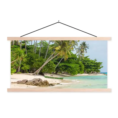 Produktbild von MuchoWow® Textilposter Palmen - Strand - Sommer - Tropisch 120x60 cm mit holzfarbenen Rahmen - Klemmleiste