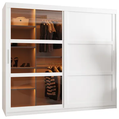 Obrázek produktu pro Šatní skříň KATIE 2 - 200 cm, bílá / stříbrná