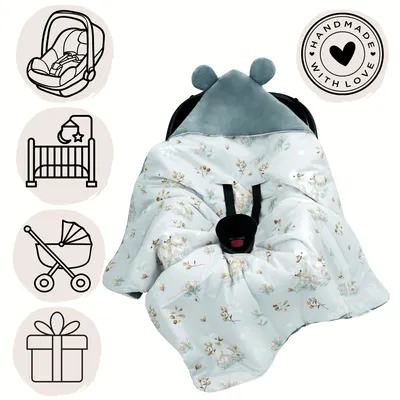 Produktbild von Flumi Einschlagdecke – warme Decke für Autositz, Babyschale und Kinderwagen, Baumwolle, Handarbeit, waschbar