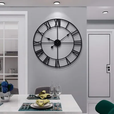 Imagen del producto de Reloj de pared vintage grande con mecanismo silencioso y números romanos