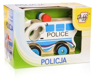 Zdjęcie produktu dla Samochód policyjny drewniany dla dzieci od 1 roku życia