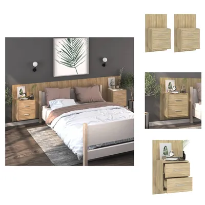 Immagine prodotto di vidaXL Comodini a parete 2 pezzi rovere Sonoma - Comodini