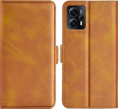 Produktbild von Mobigear Slim Magnet  Motorola Moto E13 Hülle Klapphülle Geldbörse - Cognac
