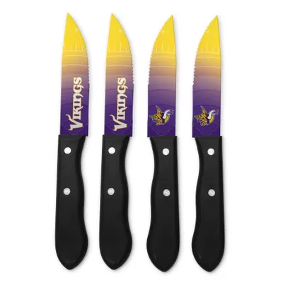 Produktbild von NFL Minnesota Vikings Steakmesser 4-teilig Set Football Messer Set Barbecue
