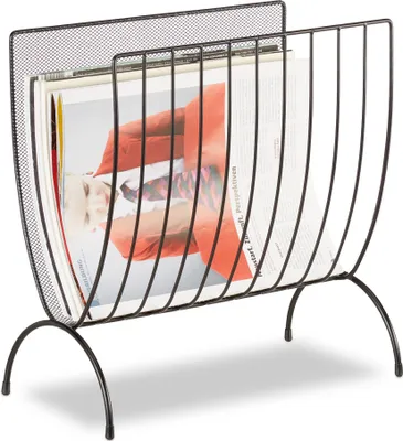 Produktbild von Relaxdays Zeitungsständer Metall, Zeitungshalter stehend, Zeitschriftensammler schwarz, HxBxT: 35 x 34 x 18 cm, black