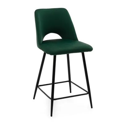 Produktbild von NEW HOME Hocker ORO Esszimmerhocker gepolsterter Barhocker mit Steppung - grün - moderne Samt Velour Möbel