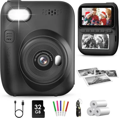 Produktbild von Sofortbildkamera Kinder 14MP mit 3-Zoll Bildschirm, 1080P Video, 32GB Karte, Sofortdruck,Farbstifte & Zubehör,Geschenk für Jungen & Mädchen 3–12 Jahre