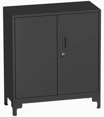 Immagine prodotto di Armadio contenitore nero con ante effetto legno e serratura a chiave