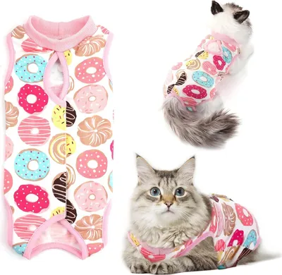 Produktbild von Katze chirurgische Erholung Anzug, Kragen Alternative für Katzen Hunde nach der Operation tragen Pyjama-Anzug Home Indoor Haustiere Kleidung Doughnut (M)