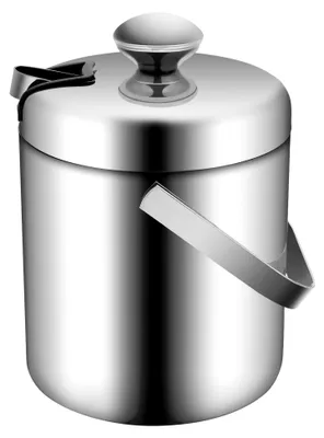 Produktbild von Doppelwandiger Eisbehälter aus Edelstahl 304, 1,3 l, inklusive Eiszange und Sieb, geeignet für Partys und Familienessen sowie als Weinkühler oder Sektkühler