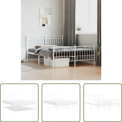 Produktbild von The Living Store Bettgestell mit Kopf- und Fußteil Metall Weiß 140x200 cm