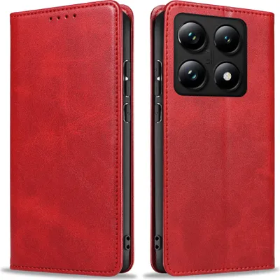 Produktbild von Handyhülle für Xiaomi 14T Kunstleder Flip Cover Hülle Handytasche Case Kartenfach Farbe: Rot