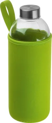Produktbild von Trinkflasche aus Glas mit Neoprensleeve / 1000ml / Neoprenfarbe: hellgrün