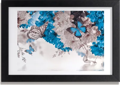 Produktbild von Bild 30x20 MDF-Rahmen, Wandkunst Blumen und Schmetterlinge
