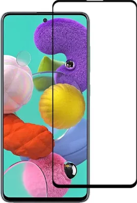A screen protector is placed over a smartphone screen displaying a colorful abstract wallpaper.