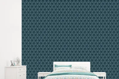 Produktbild von MuchoWow® Fototapete für Wohnzimmer oder Schlafzimmer Wandtapete Vinyl Motivtapete Design - Jungen - Dreieck - Kind - 265x240 cm - Zimmer für Kinder