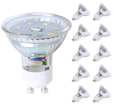 Imagen del producto de ZMH LED GU10, bombilla, luz cálida blanca - 4.8W, 3000K (blanco cálido), ángulo de iluminación de 110°, pack de 10 unidades.