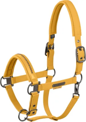 Produktbild von Eskadron Platinum Halfter " SOFTSHELL PEARLS DOUBLE PIN " , Stallhalfter mit Perlen Größe - Warmblut Farbe - golden yellow