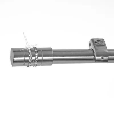 Produktbild von Edelstahl Look Gardinenstange 20mm Wandträger 1-läufig Kristall Zylinder, Länge wählbar D50 E80 R