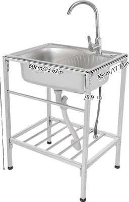 Produktbild von Edelstahlspüle, Einzelbecken, drehbarer Wasserhahn, Silber