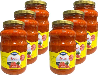 Produktbild von SOFKO Ajvar scharf 6x 2,5kg Glas Paprikazubereitung Paprikacreme Paste