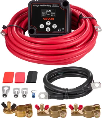 Image de VEVOR Kit double relais de coupure de batterie, 12 V, 140 A, relais VSR sensible à la tension avec voltmètre, écran LCD, coupe-batterie, compatible avec les batteries plomb-acide, pour UTV, ATV