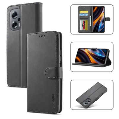 Obrázek produktu pro Pouzdro pro Xiaomi Poco M5 / Poco M4 5G, kožené flipové pouzdro s magnetickým uzávěrem a stojánkem, ochranné pouzdro černé