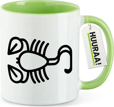 Produktbild von Huuraa Kaffeetasse Skorpion Sternzeichen Symbol 330ml Grün Keramik Kaffeebecher Geschenkidee