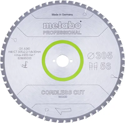 Produktbild von Metabo Sägeblatt cordless cut wood - professional, 305x30 Z56 WZ 5°neg