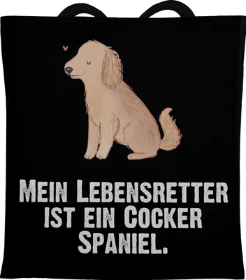 Produktbild von Mr. & Mrs. Panda Tote Bag Cocker Spaniel Lebensretter - Schwarz - Geschenk, Tragetasche, Englische Cockerspaniel, Schultasche, Tasche, Jutebeutel, Shopping