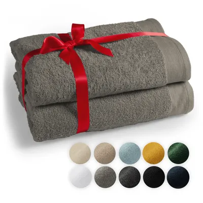 Image de lumtal Premium 2-TLG. Set de draps de sauna 80x200cm - Serviette de sauna  Oeko-TEX, 100% Coton, éponge XXL- Draps de sauna, Extra doux et absorbant, Gris