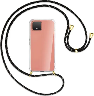 Produktbild von Handykette Backcover-Schutzhülle mit Band (Metall goldfarben) für Google Pixel 4 XL - schwarz/gold