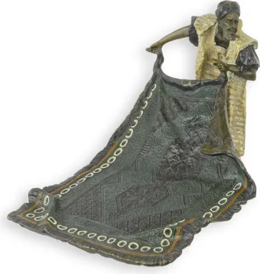 Produktbild von Eine Bronzeskulptur eines arabischen Teppichverkäufers Replikat Retro Design Dekoration