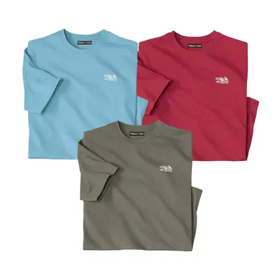 Image de Atlas For Men - T-shirt à col rond pour homme (lot de 3) AF177 (XXL) (kaki/rouge/bleu)