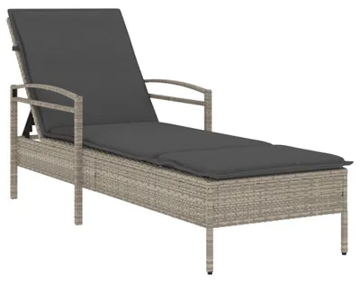 Produktbild von vidaXL Sonnenliege mit Auflage Hellgrau 63x200x81 cm Poly Rattan