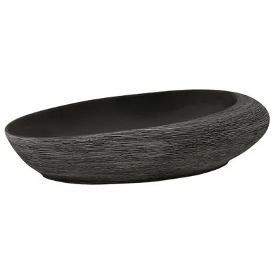 Produktbild von vidaXL Aufsatzwaschbecken Grau und Schwarz Oval 59x40x14 cm Keramik
