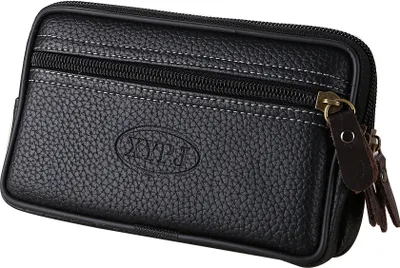 Produktbild von Herren Vintage Kunstleder Gürteltasche Gürteltasche Reise Wandern Handyhalter Geldbörse Braun