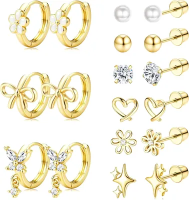 Produktbild von Ohrstecker Schraubverschluss, chirurgischer Stahl, Cubic-Zirkonia Blume Herz, für den Alltag