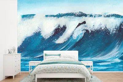 Produktbild von MuchoWow® Fototapete für Wohnzimmer oder Schlafzimmer Wandtapete Vinyl Motivtapete Golf - Meer - Aquarell - 420x280 cm - Zimmer für Kinder