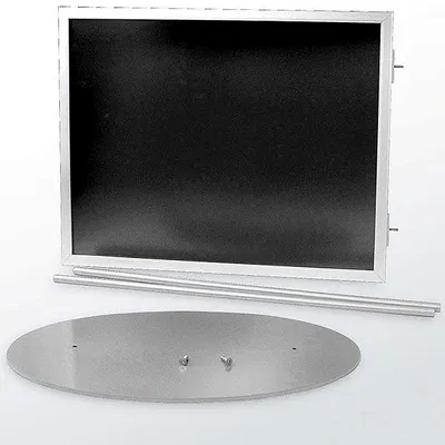 Produktbild von Ovalfuss Infoständer in silber DIN A2 Postermaß