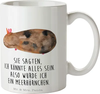 Produktbild von Mr. & Mrs. Panda Trinkbecher Einhorn Meerschweinchen - Weiß - Geschenk, Tasse, Kaffeetasse, Unicorn, Einhörner, Kaffeebecher, Meerschwein, Keramiktasse, cappuccinotasse