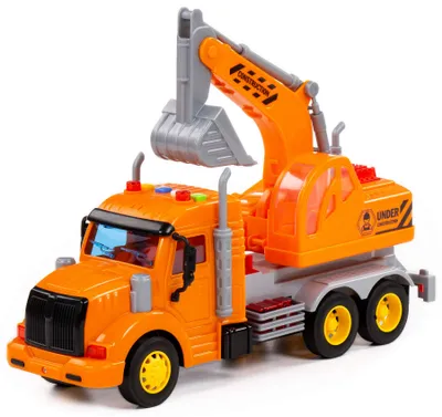 Produktbild von Schaufelbagger LKW Kinder Spielzeug PROFI orange Schwungrad Fahrzeug m. Licht Sound