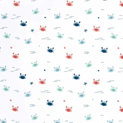 Bikinistoff Badeanzugstoff Swimwear-Jersey ab 0,5 x 1,5 m Swimwear Krabbe weiss