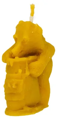 Image de Bougie Ours en forme d'ours, parfum miel. Fabriquée à 100% à partir de cire d'abeille naturelle
