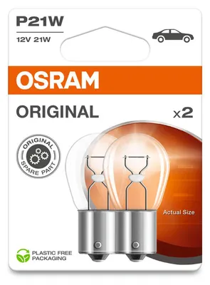 Produktbild von OSRAM ORIGINAL P21W BA15s 12 V/21 W (2er Blister)