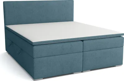 Produktbild von FEDVE Boxspringbett Schlafzimmerbett KANTON mit 2 Bettkästen, Doppelbett mit Bonell-Matratze und Topper 200x200 cm Blau (Lux 30)