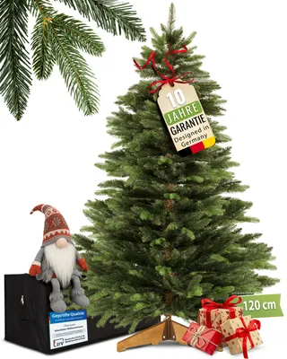 Produktbild von PFLANZWERK® Künstlicher Weihnachtsbaum NORDMANNTANNE 120cm Tannenbaum Christbaum Holzständer - Schwer entflammbar - Nachhaltig - Spritzguss